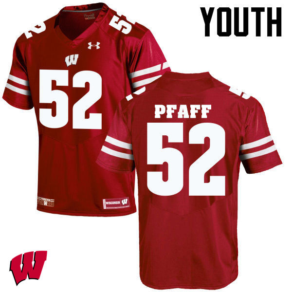 Youth Wisconsin Badgers #52 David Pfaff College Football Jerseys-Red - Click Image to Close